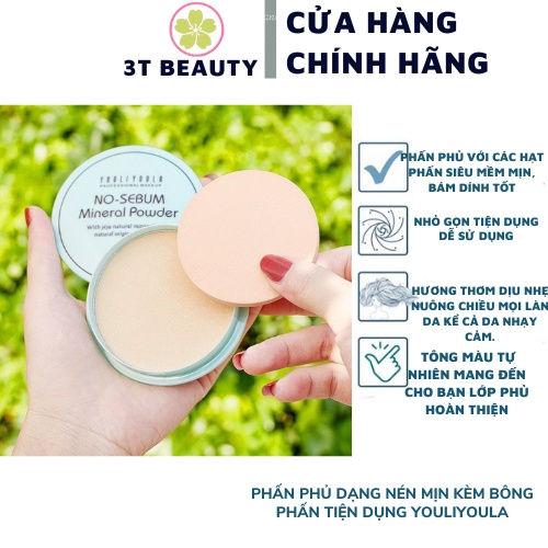 Phấn Phủ Dạng nén Mịn Kèm Bông Phấn Tiện Dụng