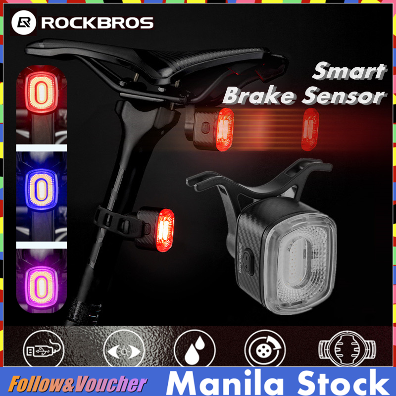 Rockbros Q4 Q2 LED Bycicle Tail Light Smart Auto Brake Sensing Vibration Bicycle  Rear Light 5 Modes IPX6 Waterproof USB Bike Light MTB Road Cycling