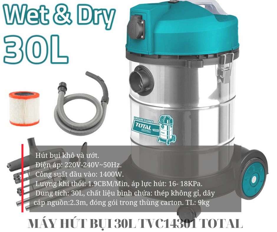 Máy Hút Bụi 30L Total TVC14301