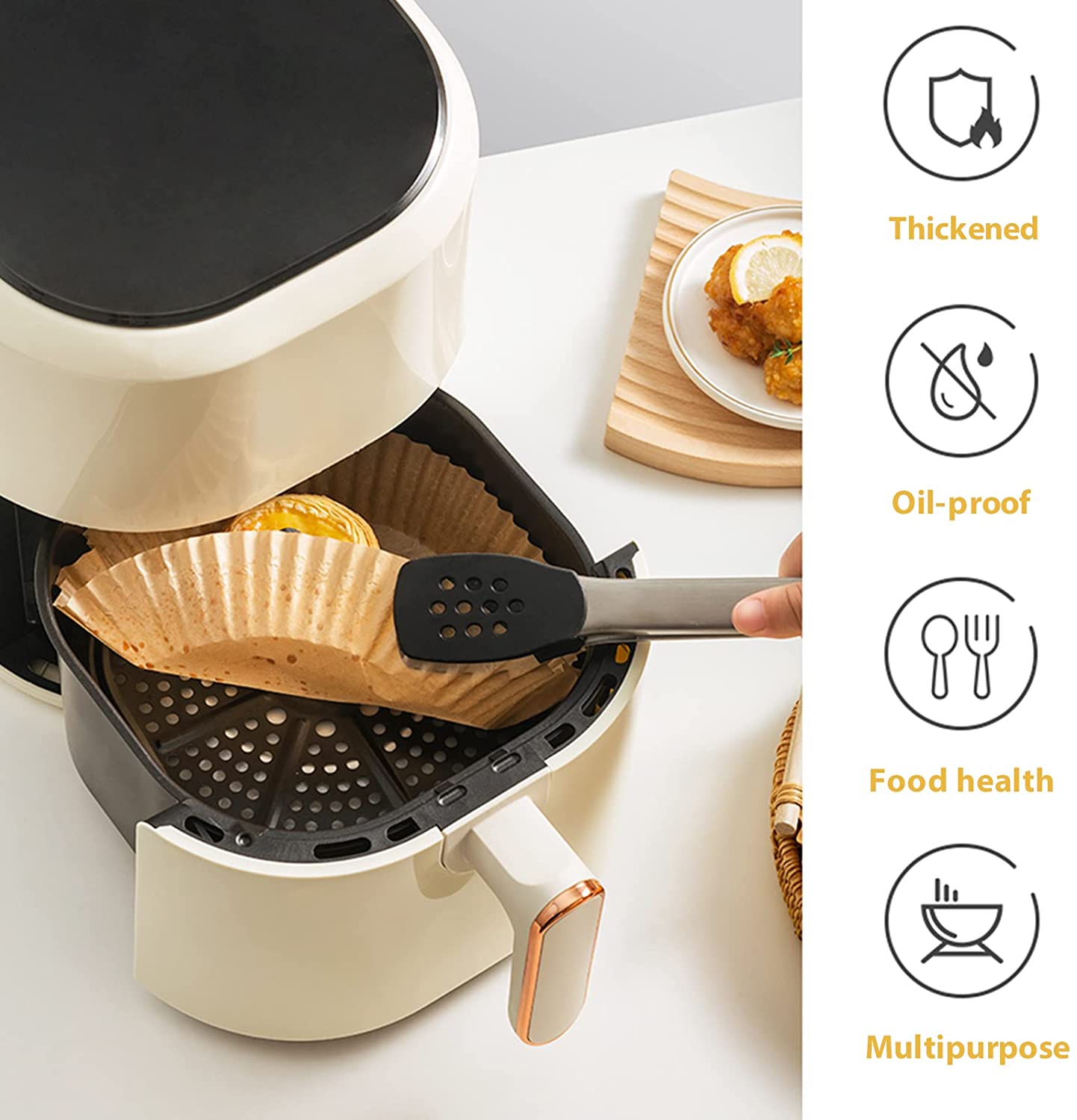 Air Fryer Disposable Paper Liner,16 cm Air Fryer Liners, 50Pcs Non