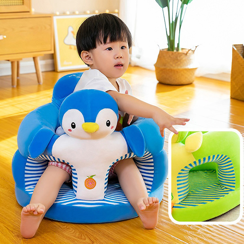 【Top-rated】 Baby Sitting Chair Cover Cute Animal Shaped Plush Sofa Case Infants Learning Support Seat Cushion.