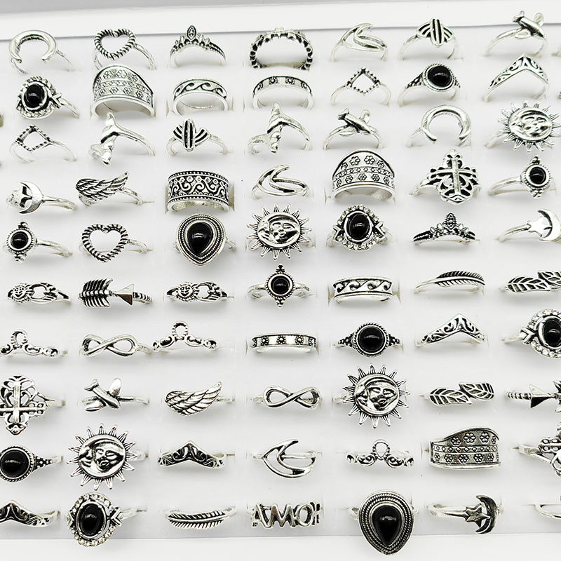 Yuanyan%2030pcs/Lot%20Wholesale%20Antique%20Silver%20Color%20Finger%20Rings%20For%20Women%20New%20Black%20Acrylic%20Stone%20Crown%20Water%20Drop%20Angel%20Wing%20Jewelry%20Girl%20-%20Image%2010