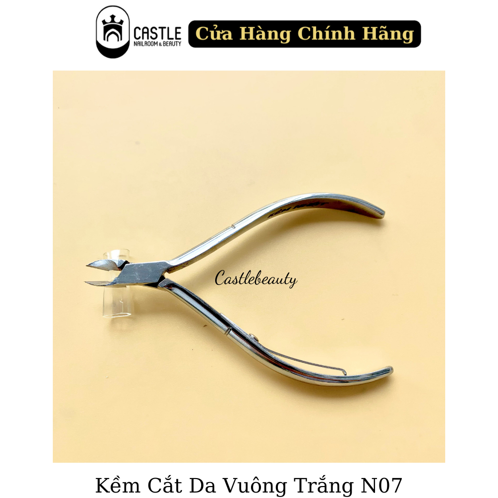 [ Lẻ ] • Kềm cắt da Vuông Trắng mạ inox | CASTLE