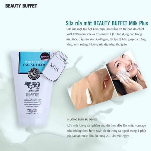 Sữa Rửa Mặt Dưỡng Trắng Da Beauty Buffet Scentio Milk Plus 100ml [HÀNG NHẬP KHẨU CHÍNH HÃNG]