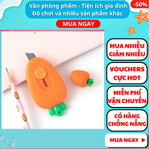 Dao dọc giấy mini cà rốt nhỏ xinh an toàn cho bé, dụng cụ cắt giấy mini hình quả cà rốt cho bé, rọc giấy mini hình cà rốt ngộ nghĩnh, dao rọc giấy hình cà rốt mini đáng yêu xinh xắn, Nguyễn Thùy Store