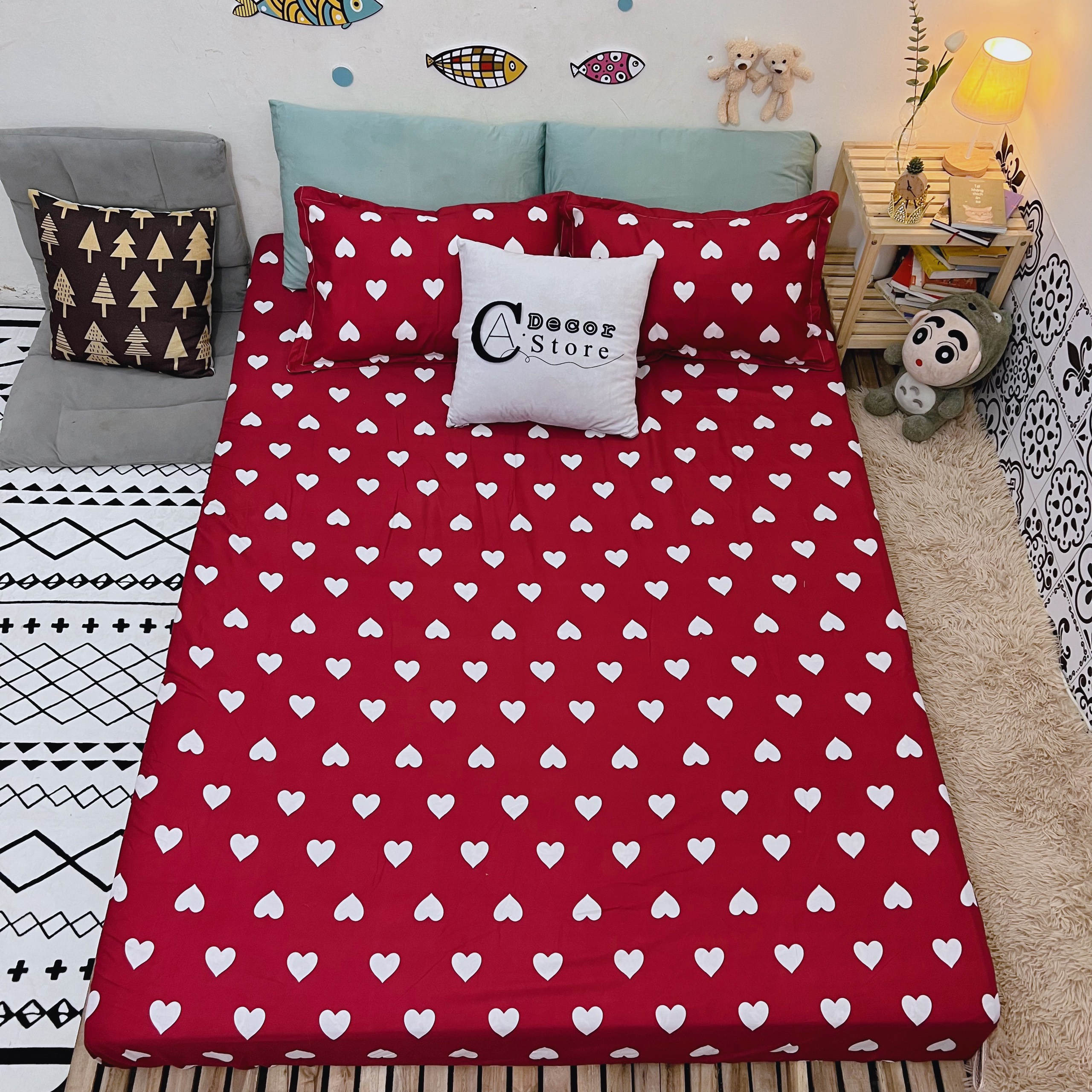 Bộ Ga Giường Kèm 2 Vỏ Gối Cotton Poly C.A Decor, Nhiều Mẫu Chất Liệu Thoáng Mát , Kích Cỡ Đa Dạng