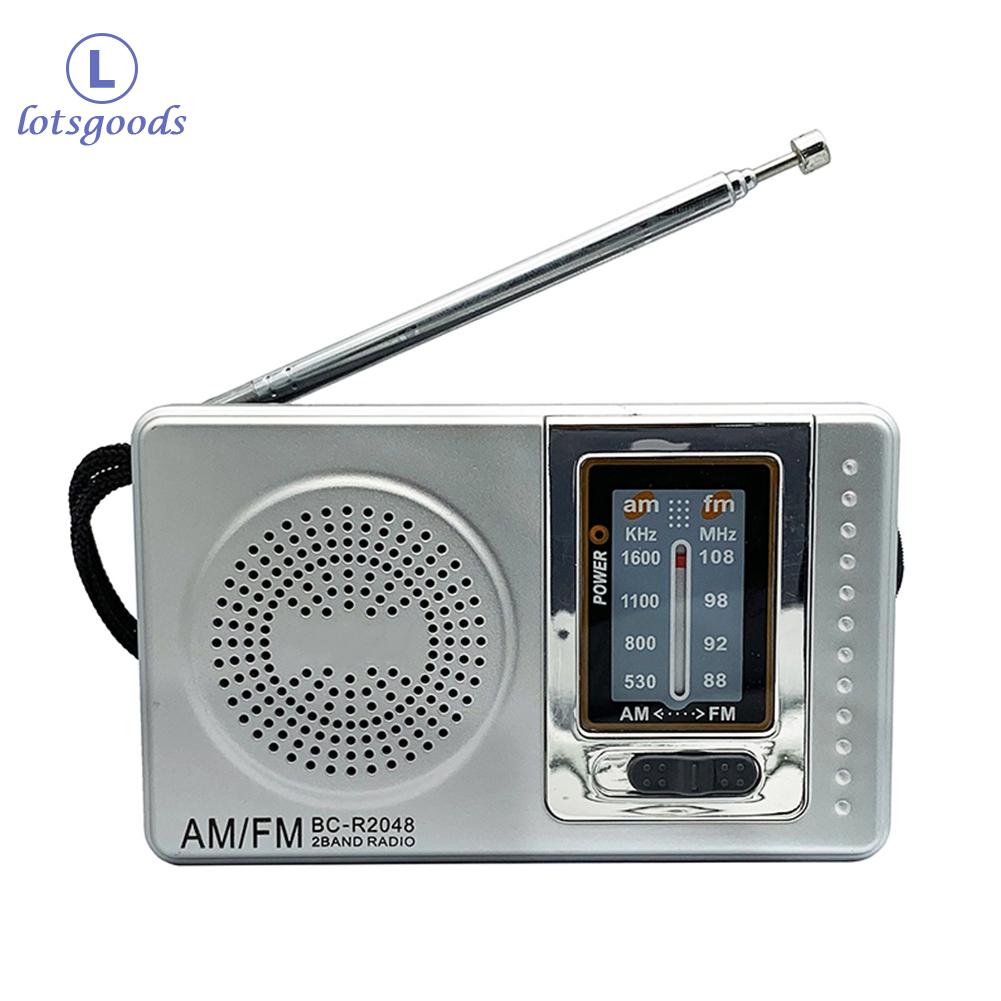FM/AM Portable Radio Telescopic Antenna Dual Band Pocket Radio Player Battery Powered Portable Mini Radio 3.5mm Jack Built-in Speaker