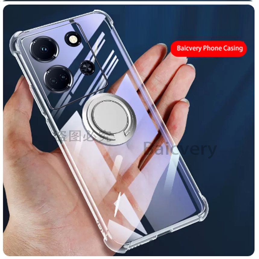 infinix Note 30 Shock Proof Caseing for infinix Note 30 Pro 4G /  Note 30 4G / Note 30 5G Finger Magnetic Ring Casing Clear Silicone TPU Cover Cases