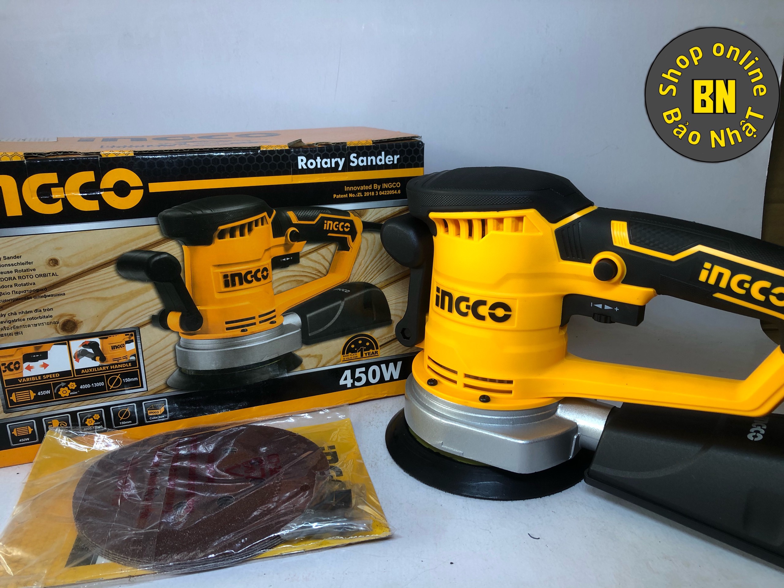 Máy chà nhám Ingco 450W RS4508 [Chính Hãng] -SHINSTORE