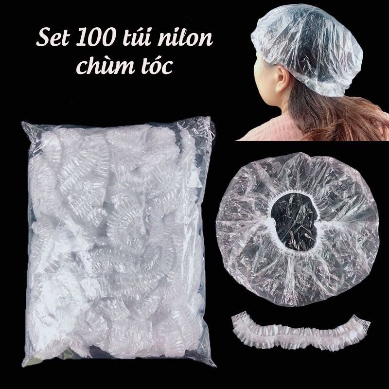 nón trùm ủ tóc nilon dùng 1 lần