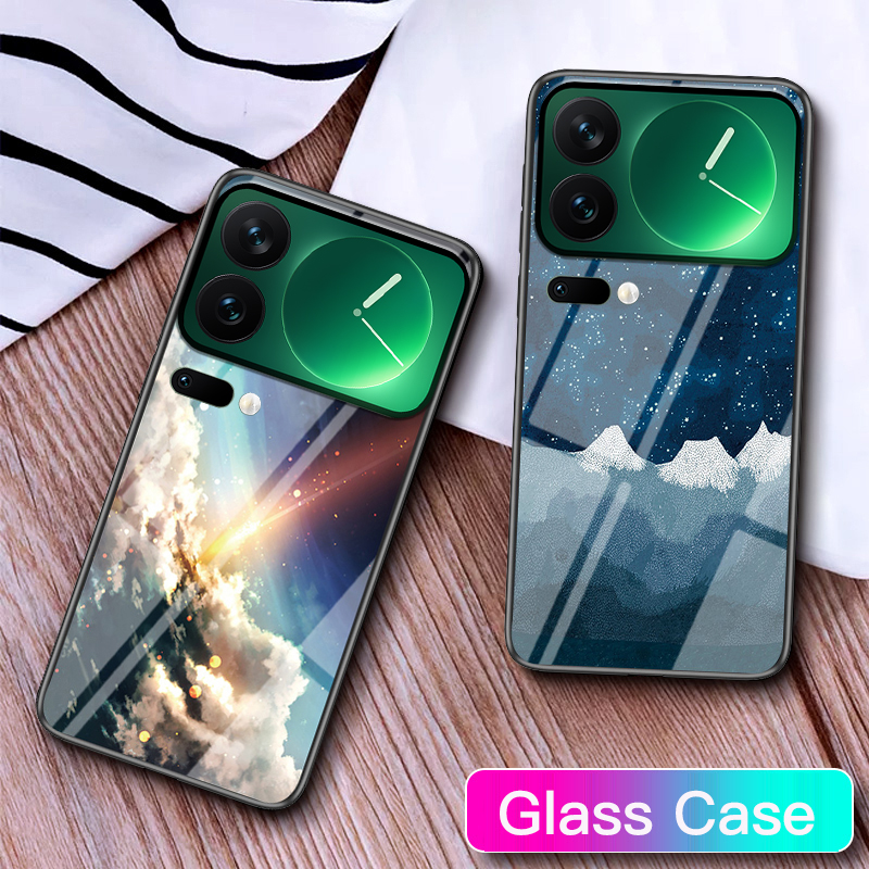 For Xiaomi 17 17 Pro Max Phone Case Tempered Glass Protector Rainbow Gradient Fantasy Starry Glass Colorful Cover for Xiaomi 17 Cover Casing HP