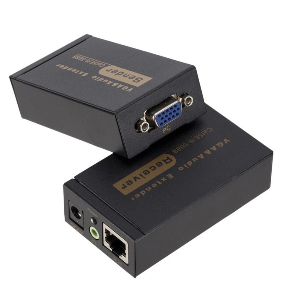 ANTONE Người nhận và người gửi Bộ mở rộng âm thanh video VGA 100m Bộ khuếch đại tín hiệu VGA sang RJ45 Đầu thu VGA sang RJ45 100m Chống nhiễu Bộ chuyển đổi Bộ mở rộng VGA sang RJ45 100m Dành cho PC/Laptop/Máy chiếu/HDTV/màn hình