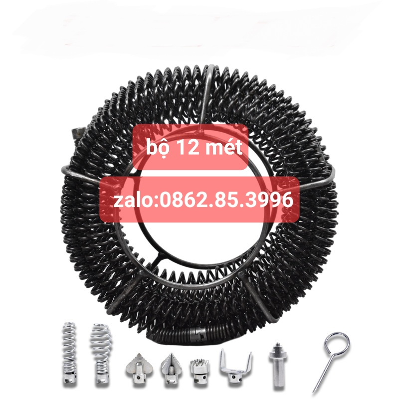 dây thông tắc cống lò xo phi 16 dài 12m ( đầy đủ phụ kiện) free ship
