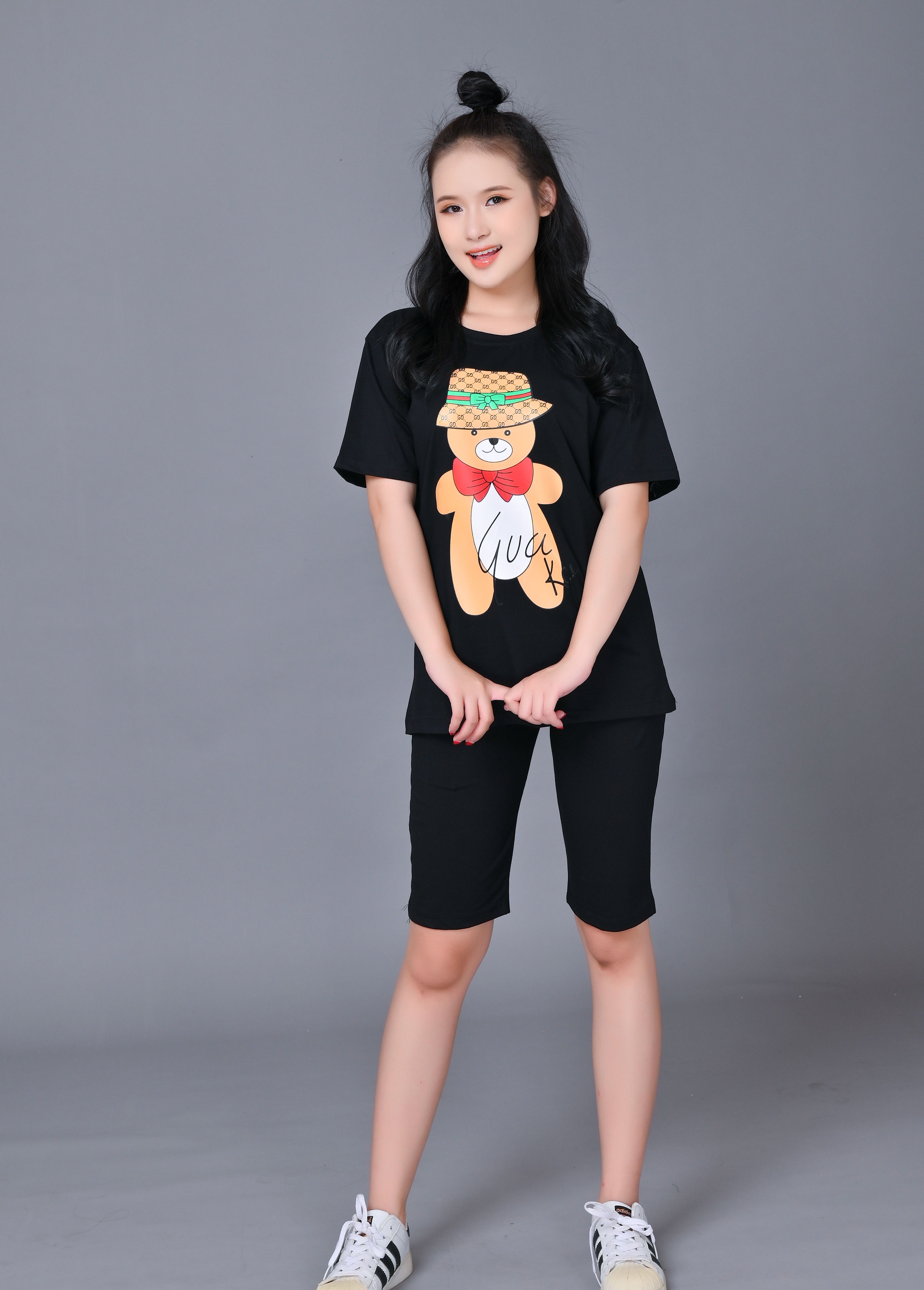 Sét đồ bộ nữ thun coton cao cấp đi chơi mặc nhà ,bộ lững ngố in hình dể thương bln03