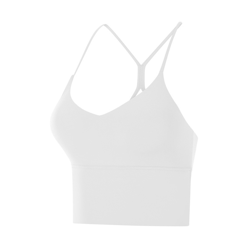 D19095 Solid Color Thin Shoulder Strap Cross Back Sports Bra Yoga Suit for  Women Lulu New Open Back Fitness Bra Small Strap - China Yoga Bra and Yoga  Top price