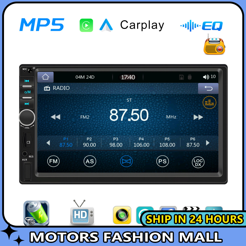 Dianemak 7 Inch Double DIN Car Stereo Compatible For Carplay Android Auto