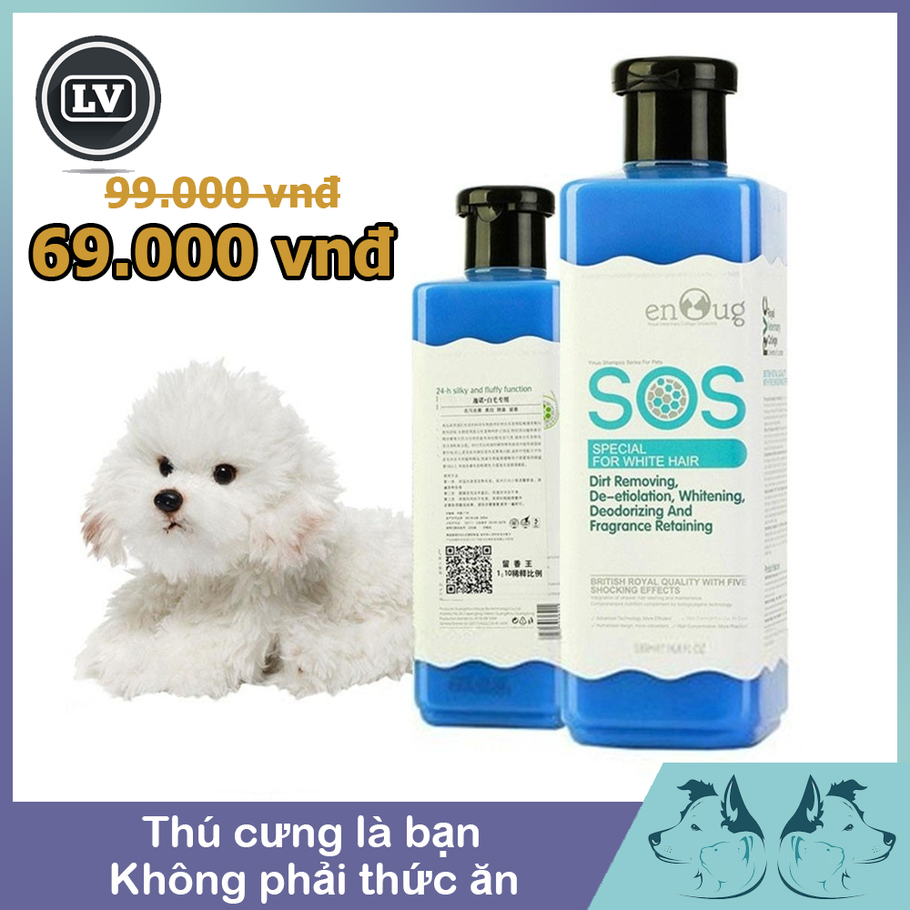 Sữa tắm cho chó lông trắng SOS xanh dương 530ml