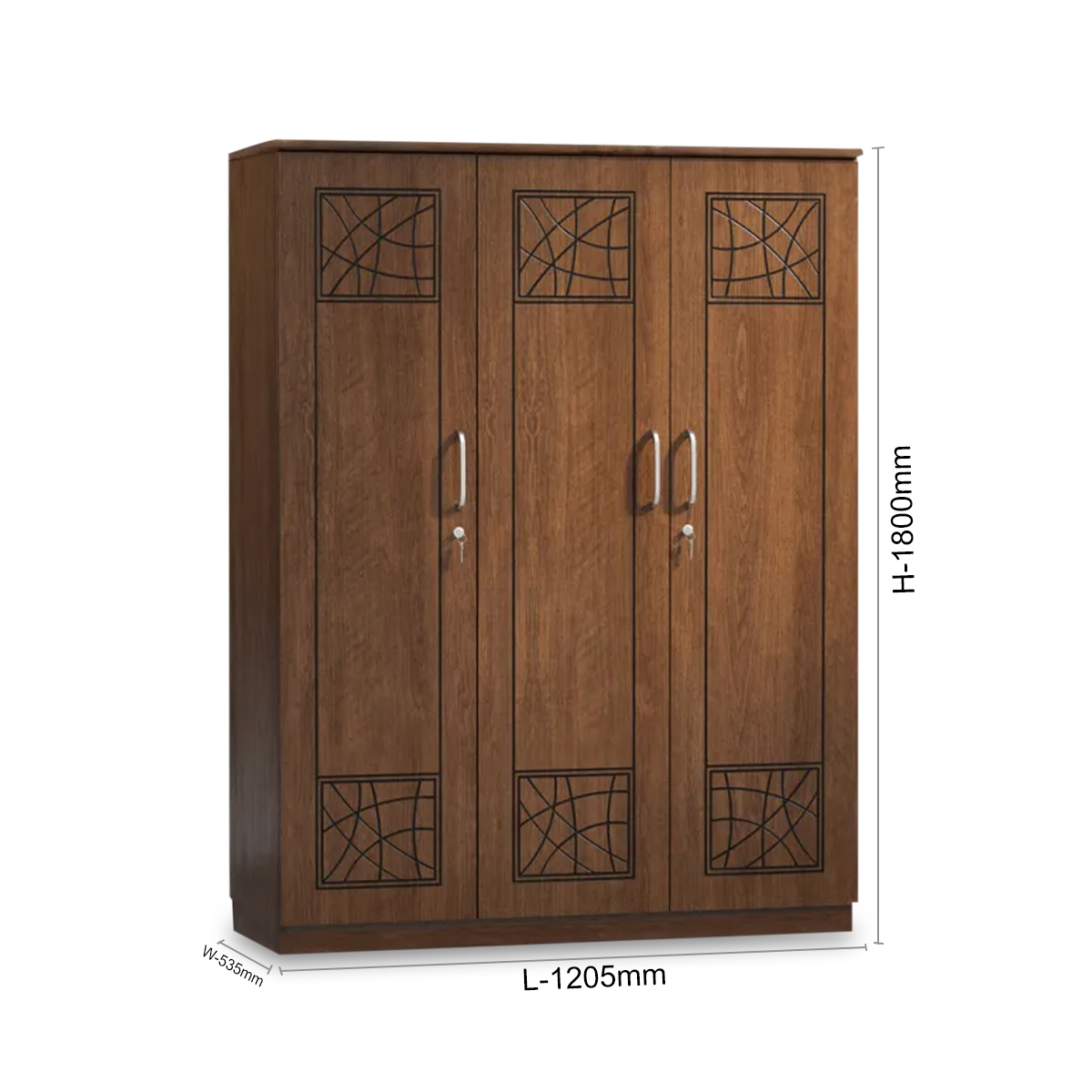 Regal Laminated Board Chevron 3 Door Cupboard - Antique CBH-145-1-1-20 992948.