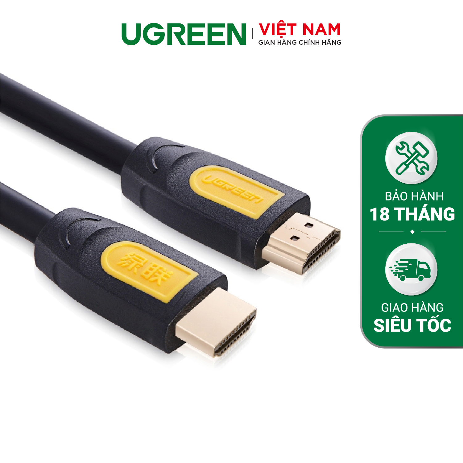 Dây cáp HDMI 2.0 4K60Hz UGREEN HD101 thuần đồng 19+1, dài 1.5m 2m 3m - Tương thích với SmartTV, đầu DVD, Set top box, máy chiếu