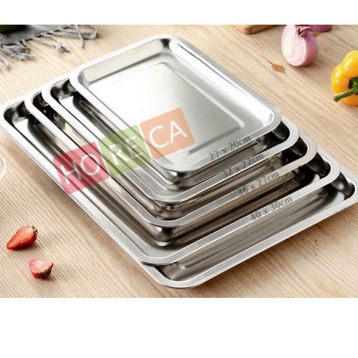 Khay inox chữ nhật nhiều kích thước, inox dày cao cấp