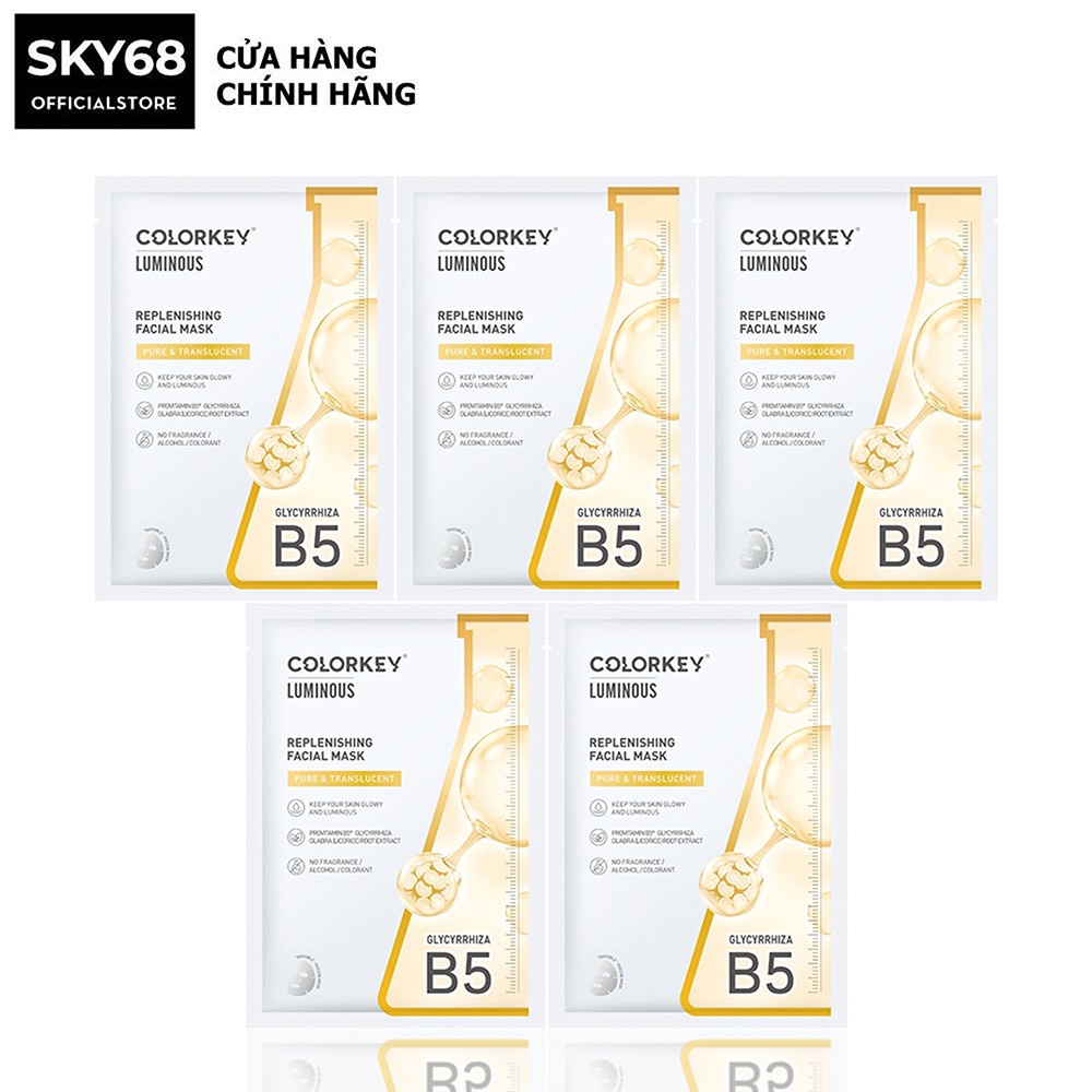 Combo 5 mặt nạ dưỡng ẩm dịu da colorkey luminous replenishing facial mask 25mlx5 - vàng