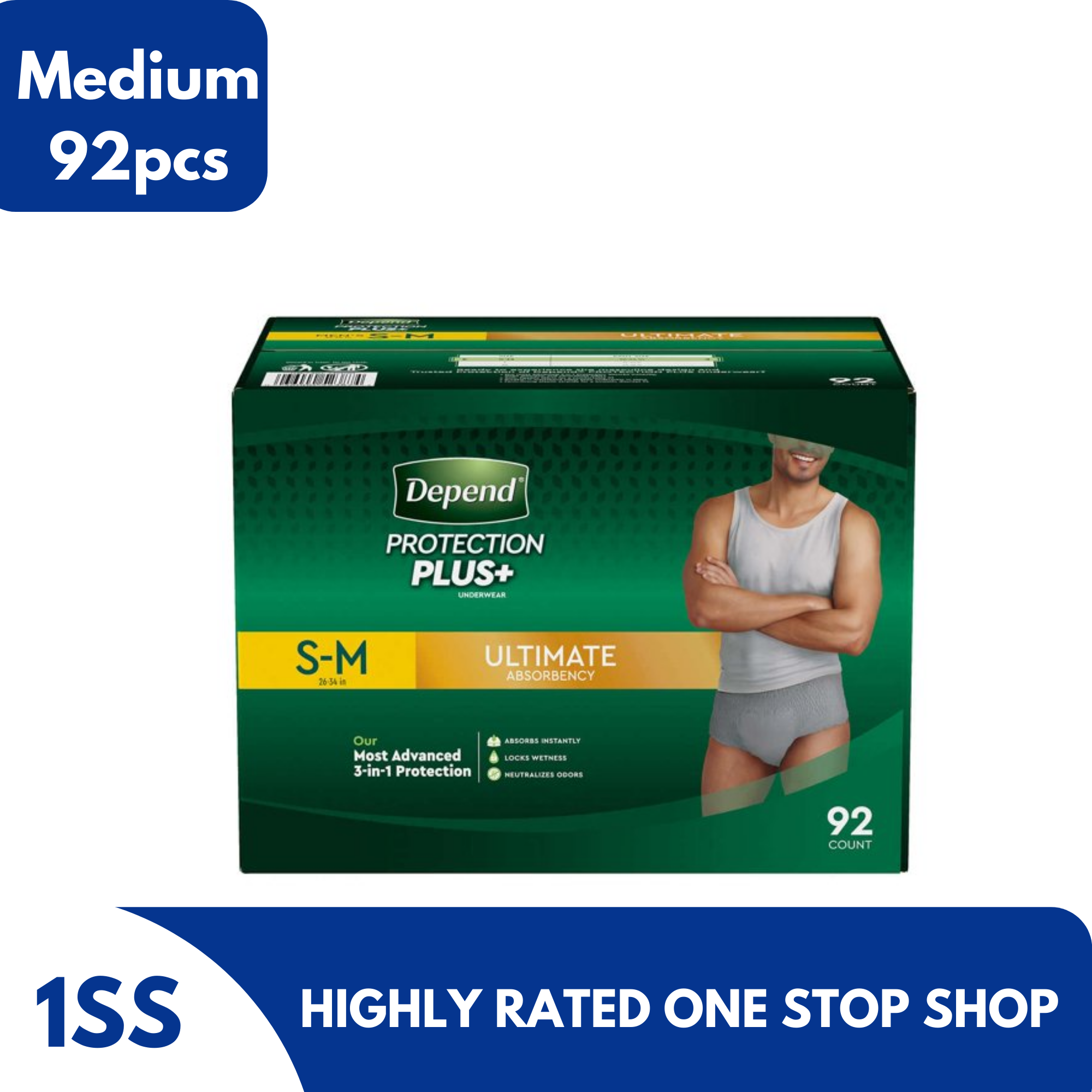 Depend Protection Plus Ultimate Underwear for Men, Small/Medium