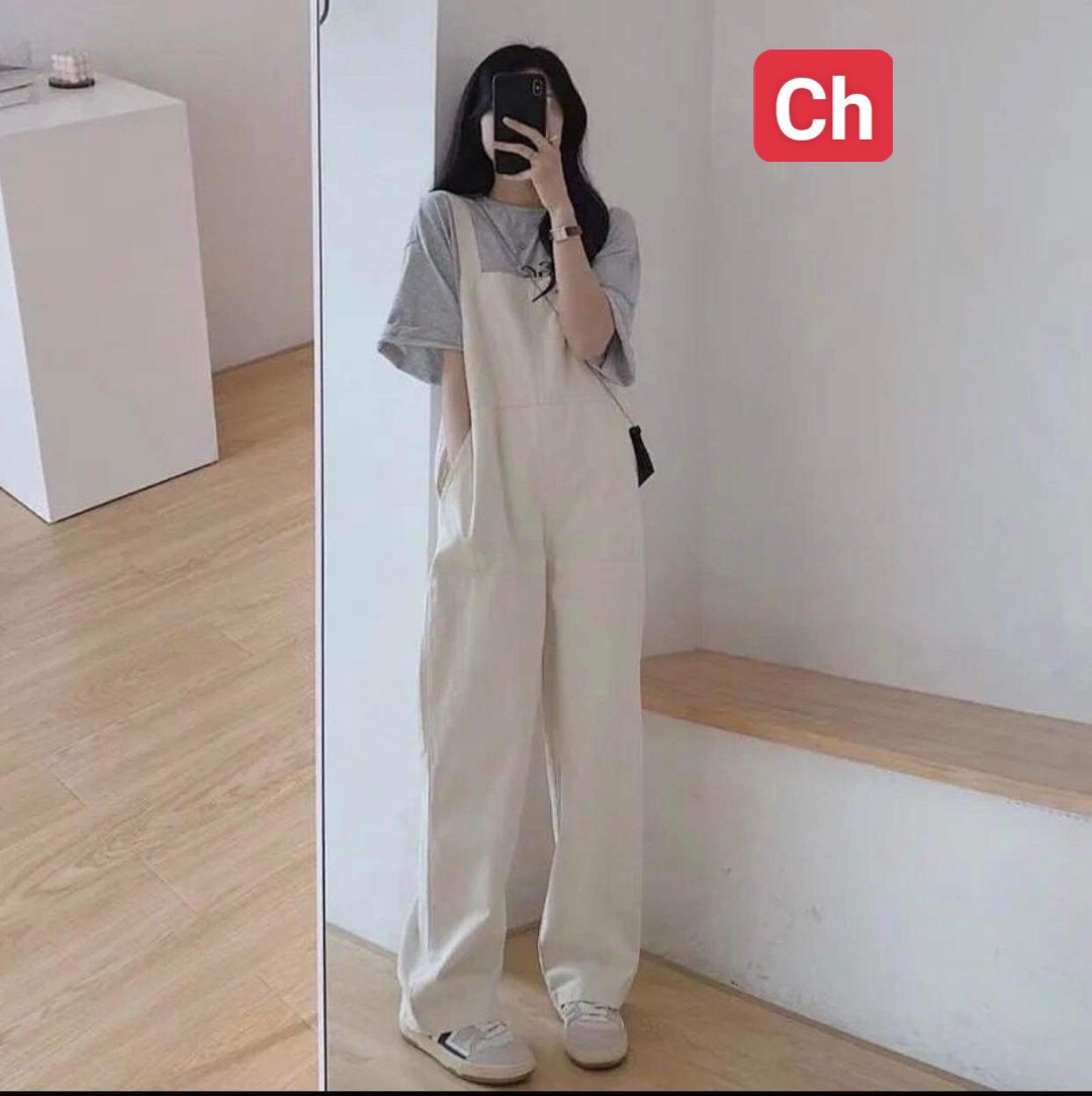 Quần Yếm Kaki Túi Trước Phong Cách Hàn Quốc