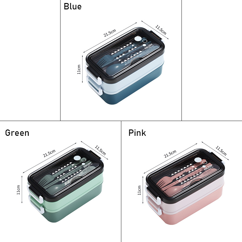 Plastic lunch box lunch box multilayer office car student office workers microwave heating frame double lunch box.