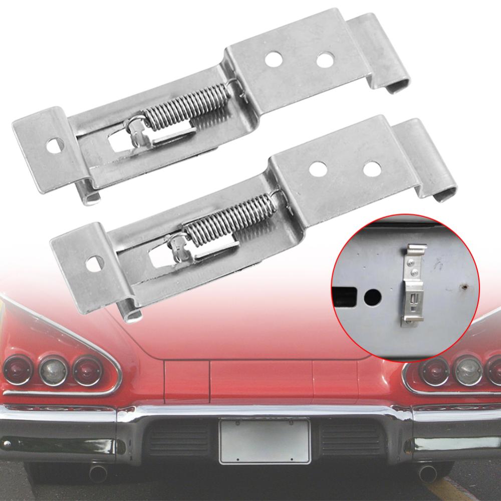 2 cái gắn biển số ô tô tấm giá đỡ hình chữ nhật khung xe chủ kẹp mùa xuân nạp biển số kẹp thép không gỉ