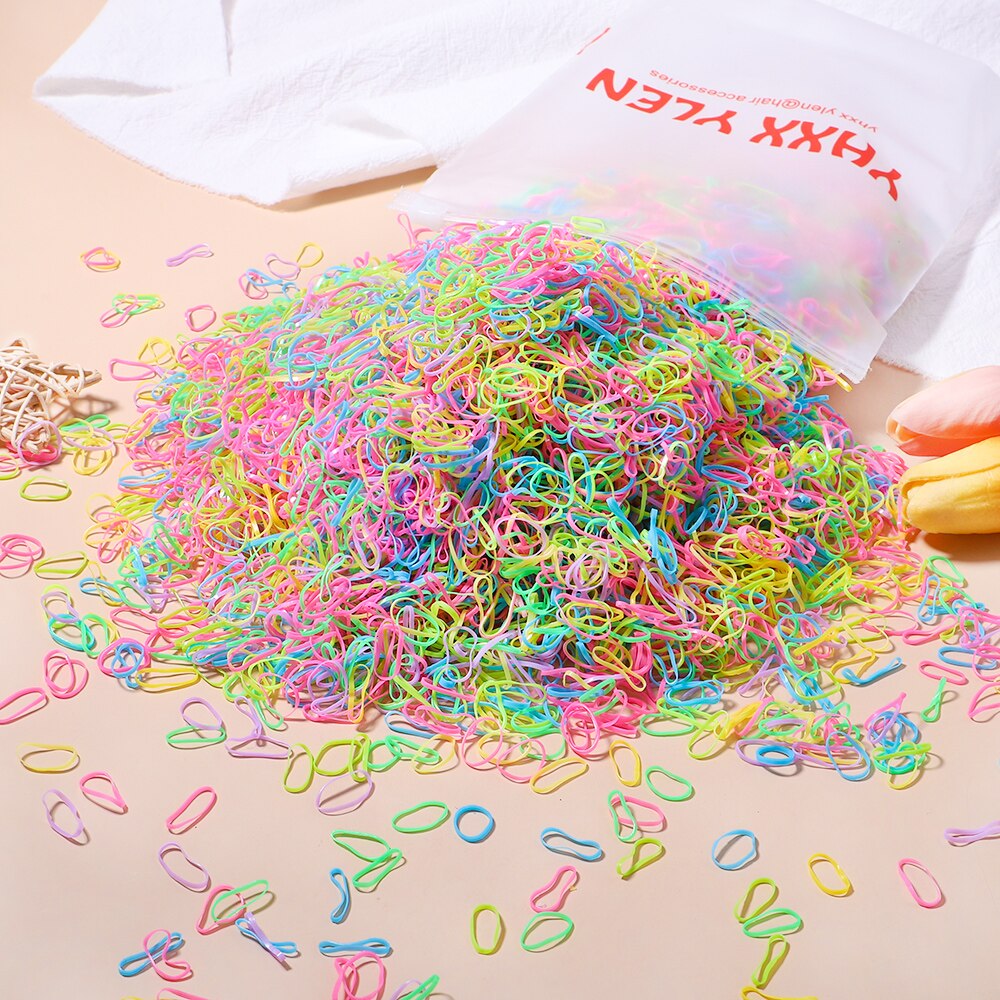 Kidsbows 2000 pieces candy colors stretch with girls rubber bands with children ponytail heads hair decoration accessories