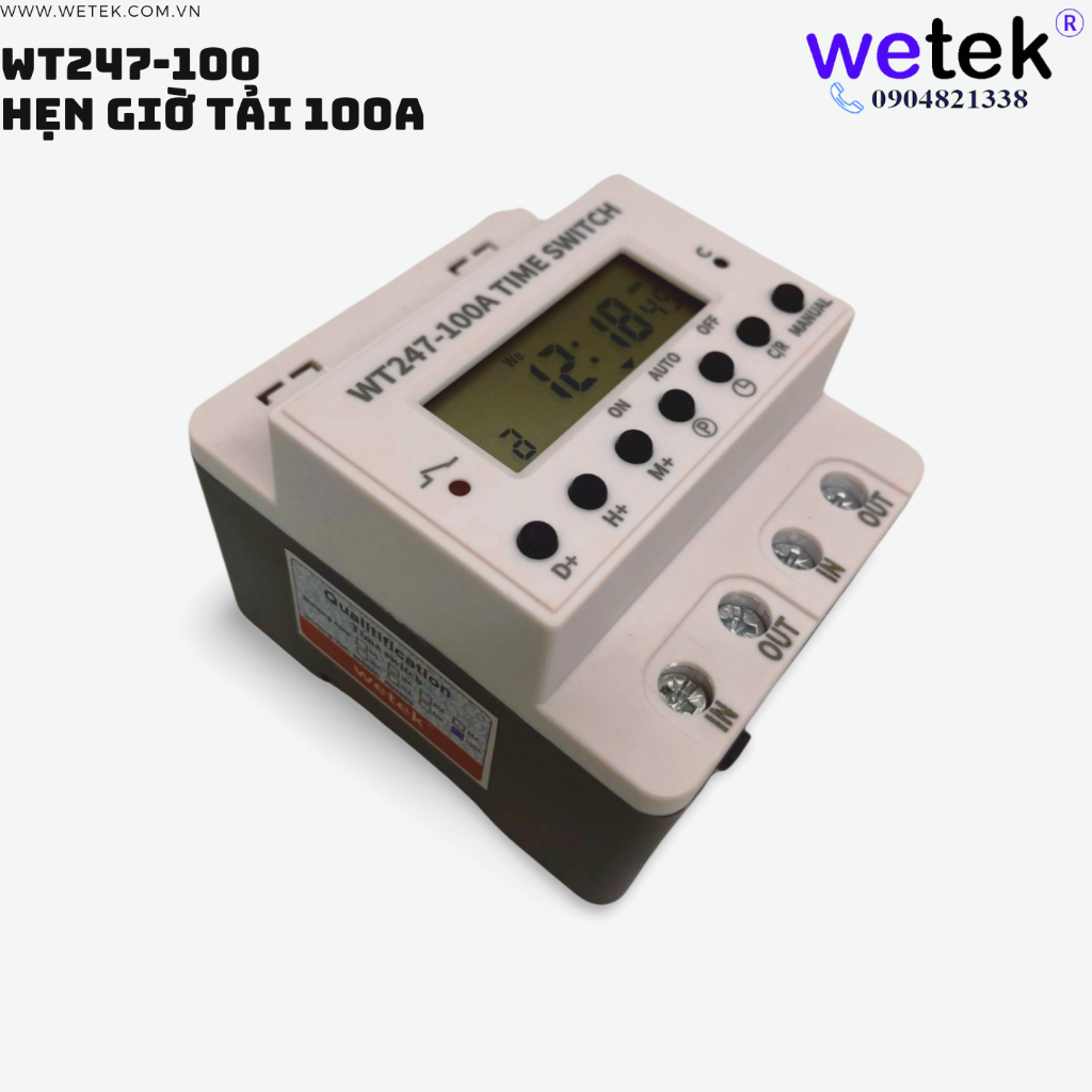 Timer công tắc hẹn giờ tải 100A siêu lớn WT247-100A BH12T