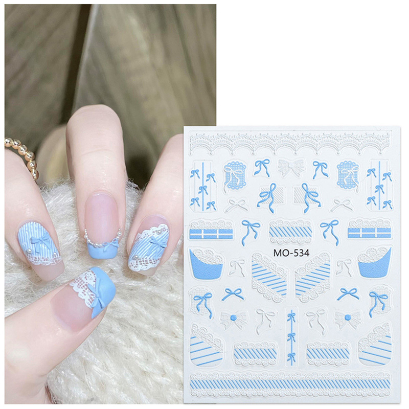 3D Relief Nail Art Decals Bowknot Ribbon Lace Nail Stickers Self-Adhesive Slider Bow Decoration For Women Manicure Designs Yao Store. 