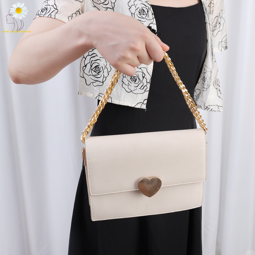 [Small Chrysanthemum] 120cm Bag Strap Chain Replacement Shoulder Cross Bag Strap Extended Metal Flat Chain Strap with Buckles DIY Bag Accessories
