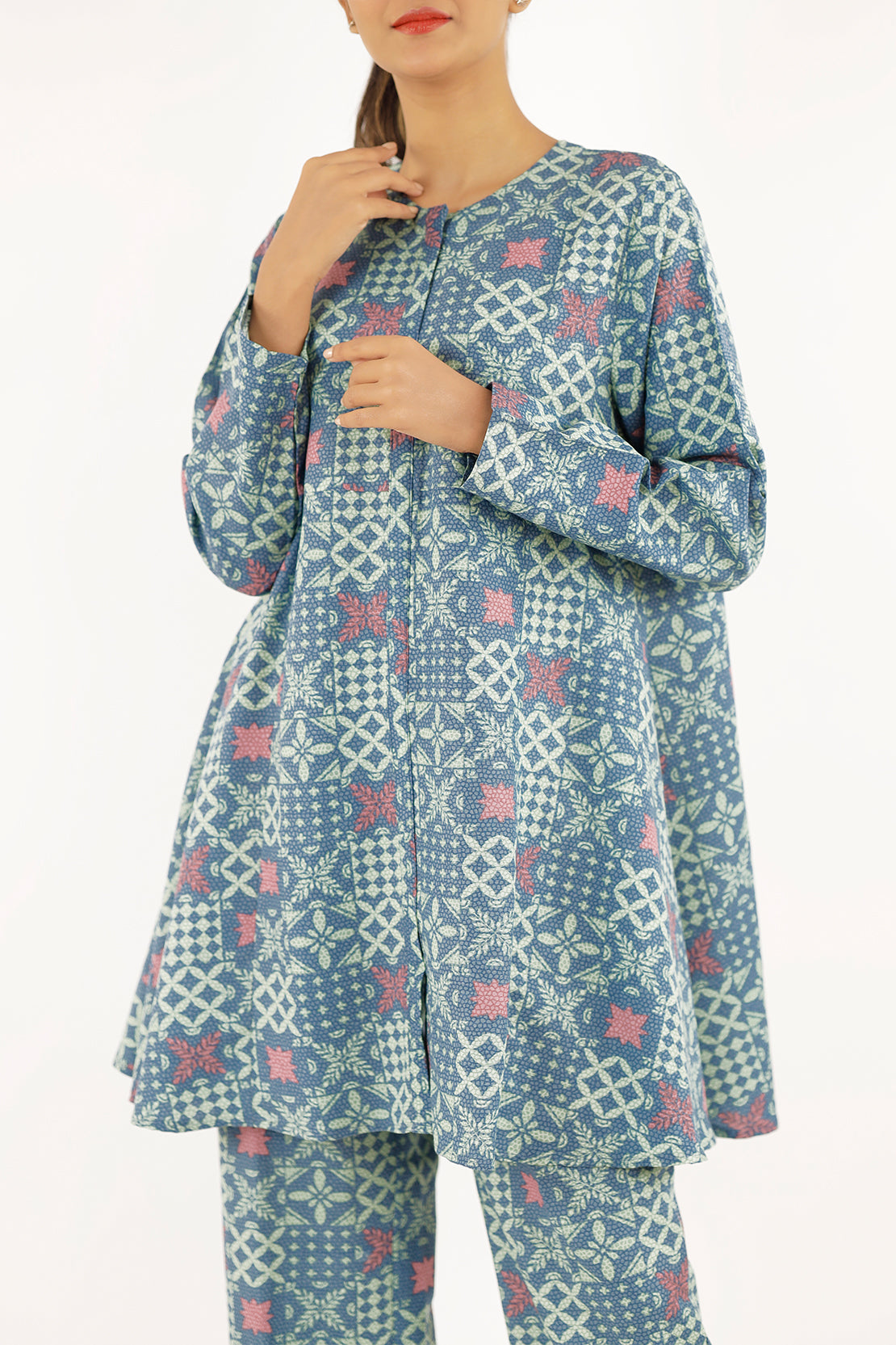 Saya - Printed Khaddar Stitched 2 Piece (Shirt/Trouser). 