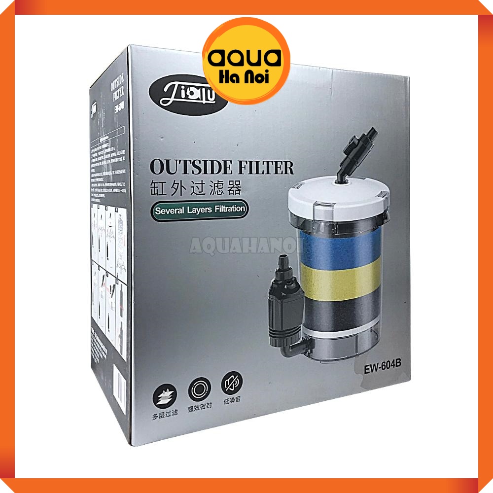 Máy lọc Jialu EW 602B/603B/604B - Vỏ trong suốt- Lọc thùng ngoài làm sạch nước hồ cá cảnh thủy sinh