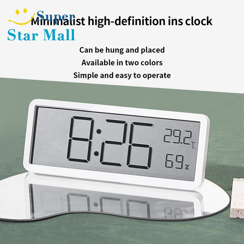 Digital Alarm Clock LCD Display Multifunctional Temperature Humidity Alarm Clock Ultra Thin Electronic Clock