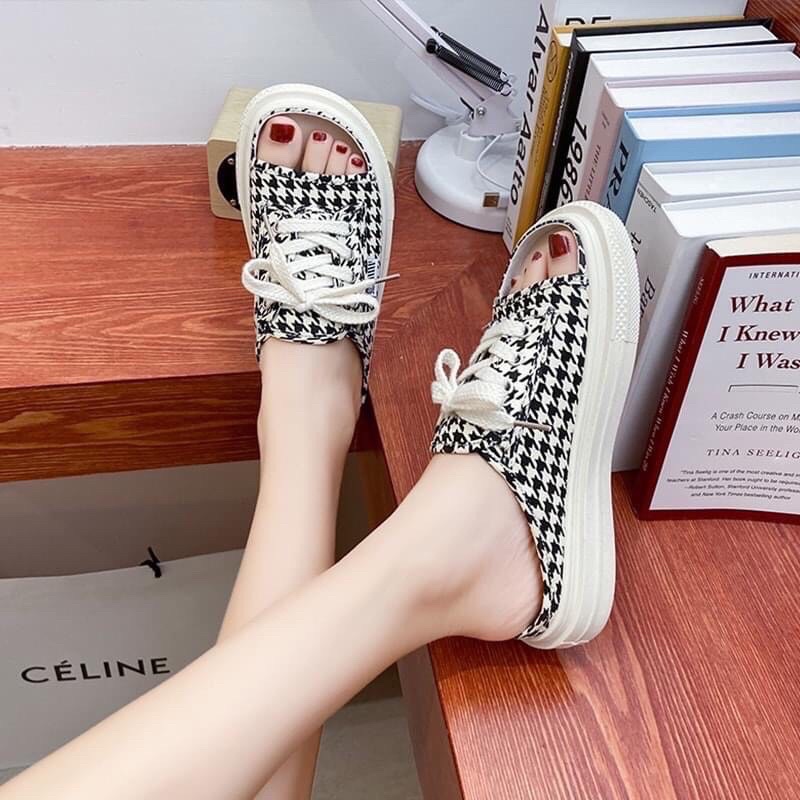 Sục thể thao nữ hở mũi HỞ MŨI CHẤT CANVAS ĐẾ 3CM THỜI TRANG HOTREND 2022