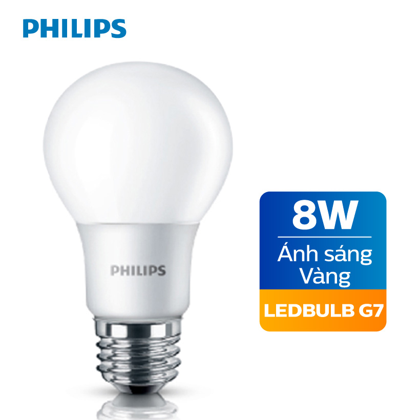 Bộ 2 Bóng đèn Philips LED 8W 3000K E27 A60 - Ánh sáng vàng