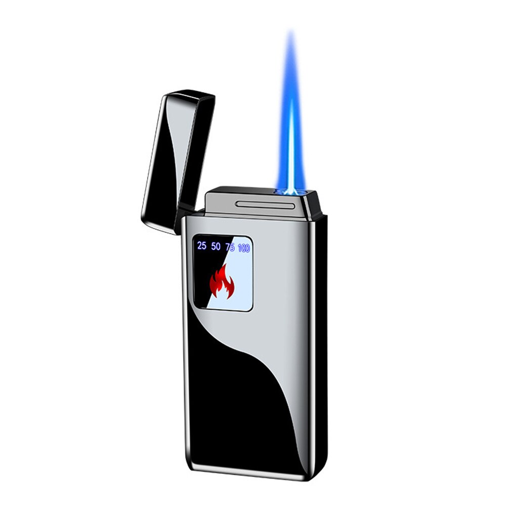 ZZOOI Jet Flame Lighter Touch Screen  USB Electronic Lighter Windproof Refillable Butane Gas Lighter Creative Smoker Gift