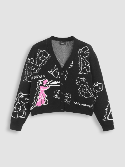 Cider Dinosaur Pattern Cardigan Curve & Plus Lazada.co.th