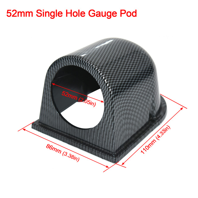 52mm Universal Single Hole Gauge Pod – Black ABS Dash Mount Holder For 2-Inch Gauges