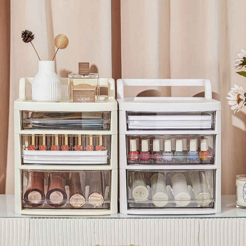 Small trolley storage for home bedrooms, multi-functional movable dustproof cabinets, drawer-type cosmetics storage cabinets