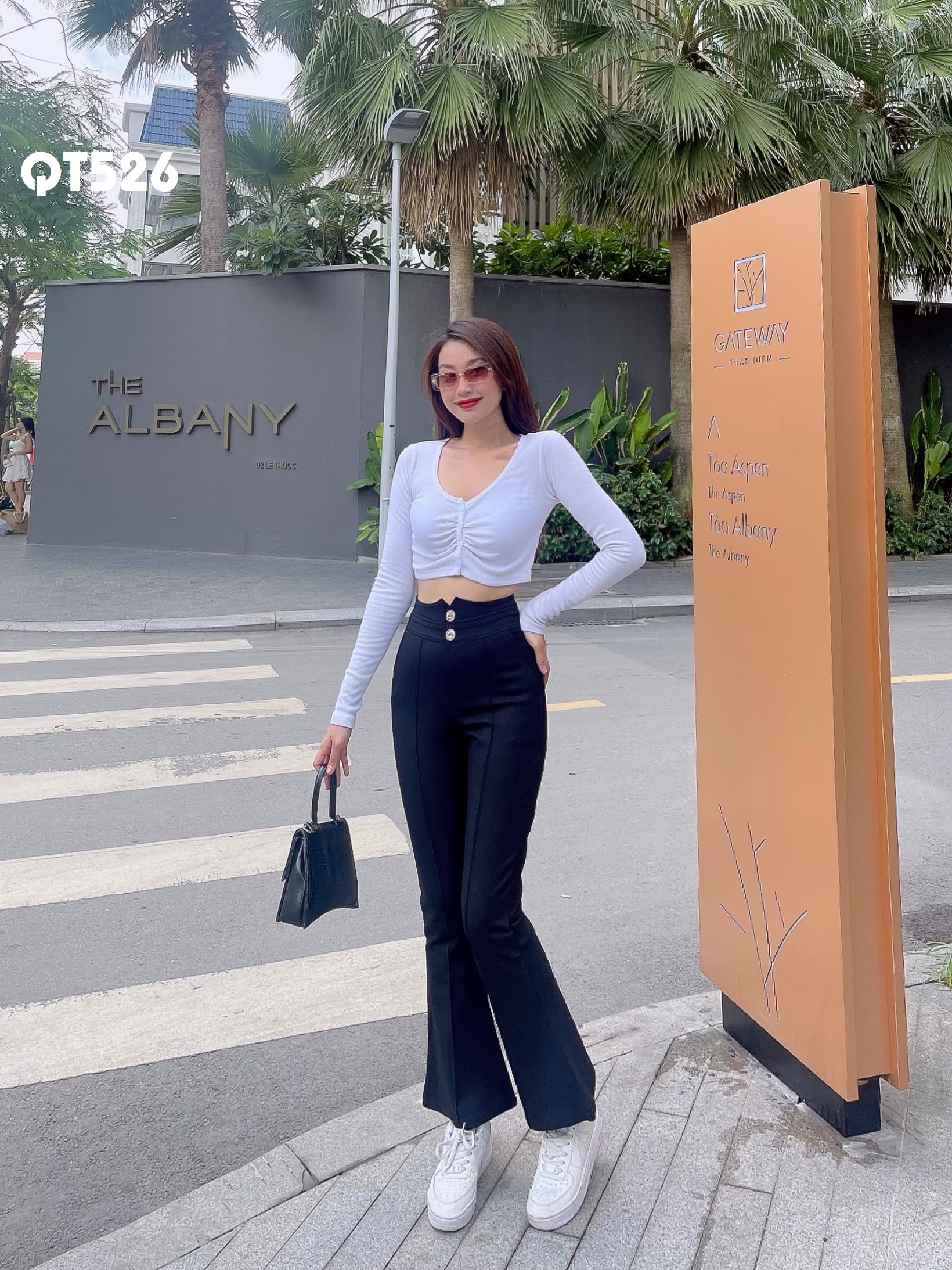 Quần tây thun loe lưng kiểu 2 nút chất co giãn tót QT526