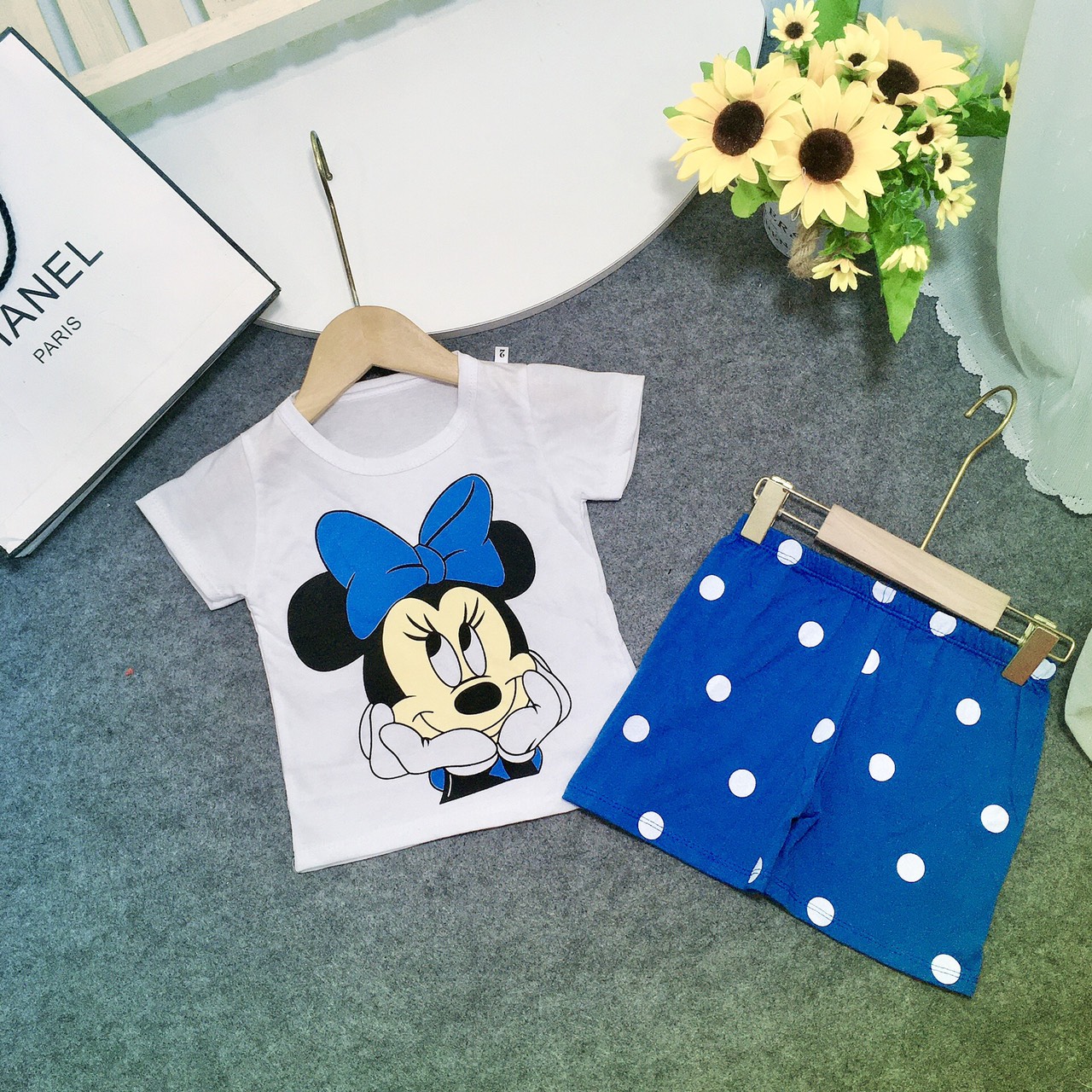 (18-30kg) bộ thun cotton chuột Micky bé gái