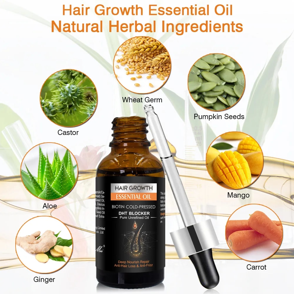 Hair Growth Essential Biotin Cold-Pressed Dht Blocker And Hair Growth Shampoo Anti-Hair Loss Conditioner.