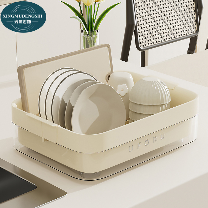 cupboard Household multifunctional drainage bowl rack kitchen dishes tableware storage rack with lid dustproof plastic drainage rack large capacity