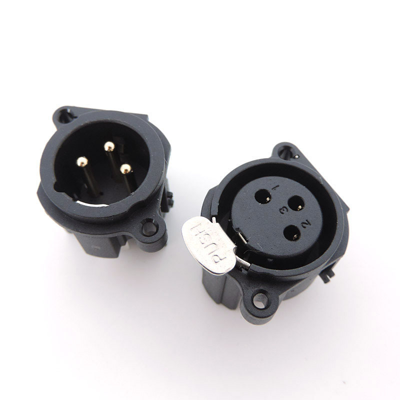 QKKQLA Shop 3Pin XLR Male Female Audio Panel Mount Chassis Connector 3 Poles XLR power Plug Socket Microphone Speaker Soldering Adapter A1