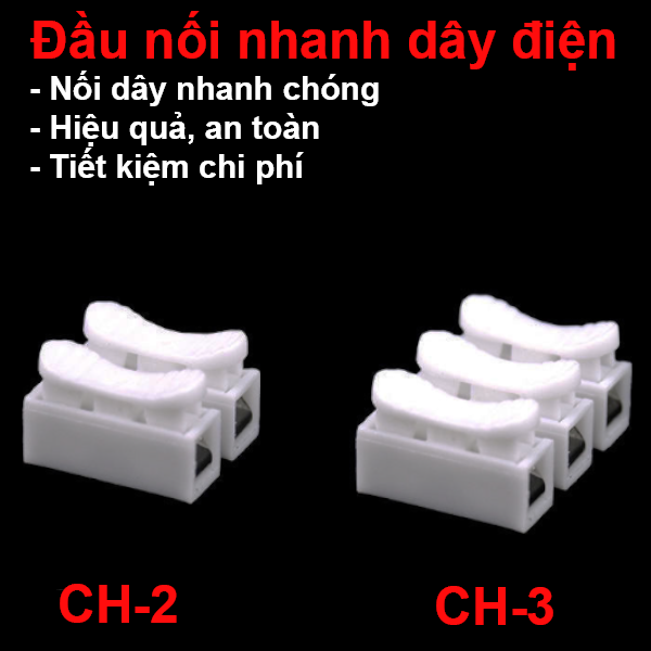 (5 cái) Cút nối, đầu nối nhanh dây điện CH-2/CH-3