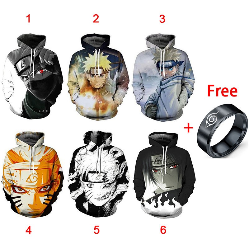 Men's Casual Naruto Hooded Hoodie Uchiha Sasuke Uzumaki Naruto Hokage  Ninjia Sweater Jacket Anime | Lazada PH