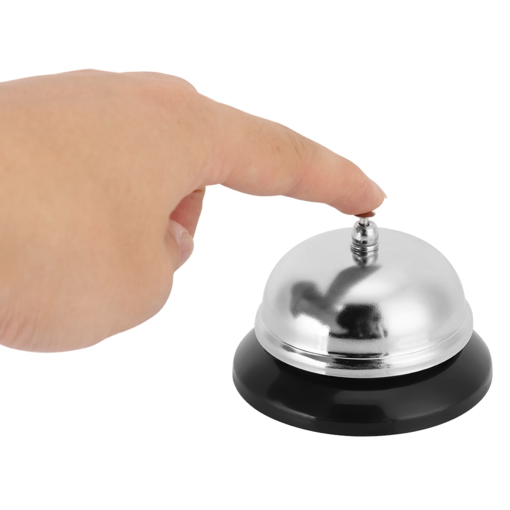 Reception Bell Stainless Steel Dinner Call Bell Silver Big Button Desk ...